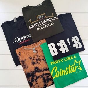 Gildan Men's Lot of 5 Multicolor Graphic Heavy Cotton Printed T-Shirts Size XL